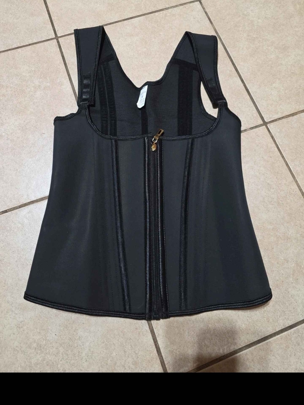 & Other Stories Black Waist-Shaping Tank with Front Zip
